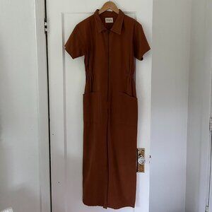 Brown Short-Sleeve Jumpsuit